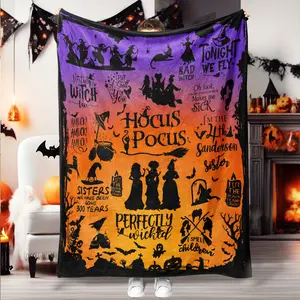 Witchy Halloween, Decorative Soft Lightweight Warmth, Perfect for Bed Sofa Office Camping Travel, Ideal Gift for All Seasons, Slogan Print Blanket