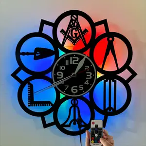 Silent No-Ticking LED Masonic Clock, Vintage Masonic Decor, Modern LED Numbers, Birthday Christmas Gift, Home Office Decoration