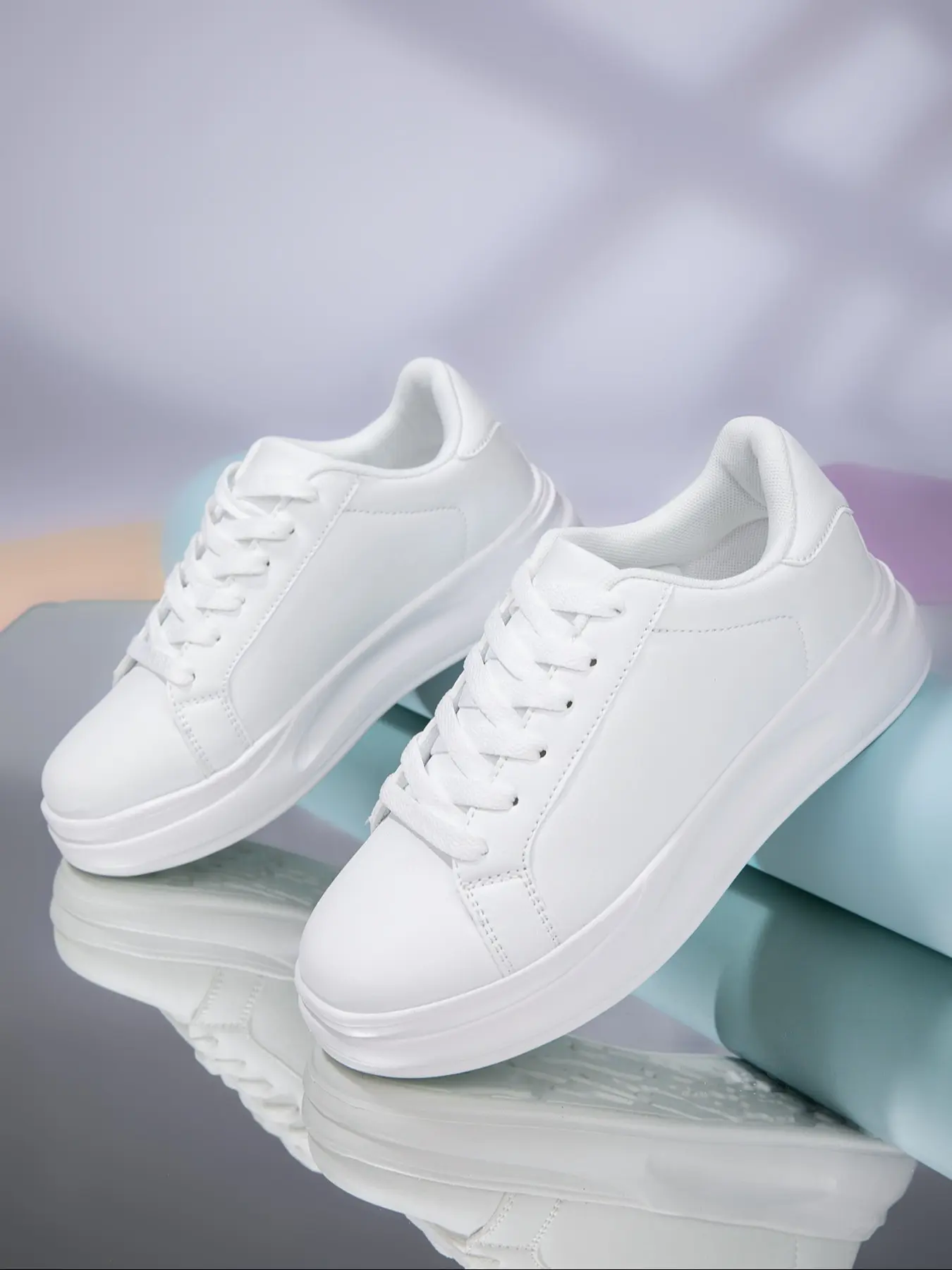 Women's Casual PU Leather Waterproof Non-Slip Sneakers, Lightweight Breathable Sneakers, Fashion Thick Sole Height Increasing Shoes, Running Sports Shoes, All Season Commute Work Shoes, Thick Soled Sneakers, All Seasons Sneakers