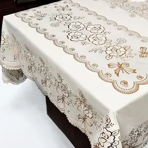 Floral Pattern Tablecloth, 1 Count Rectangular Table Mat, Waterproof & Oil-proof Tablecloth, Decorative Tablecloth for Home Kitchen Dining Room, Portable Tablecloth, Picnic Table Cover
