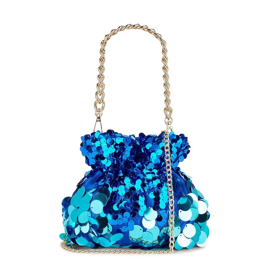 olga berg Pedro Sequin Pouch in Blue