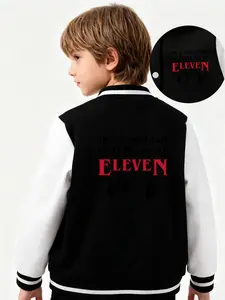 Stranger Things Season 11: Eleven's Quote Embroidered Boys' And Girls' Unisex Design Spring/Summer New Style Cool Baseball Jacket Sweater Coat, Fashionable, Casual, Comfortable Daily Outdoor Versatile Outerwear, Ideal Gift Choice