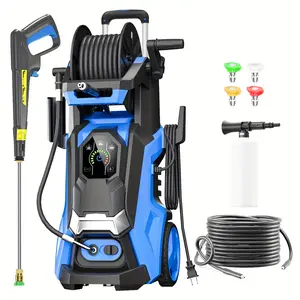 2025 Upgraded Electric Pressure Washer, 5200 PSI MAX 3.2 GPM Power Washer With 4 Quick Connect Nozzles, Foam Cannon For Cars/Fences/Driveways/Home Cleaning, Blue &Yellow
