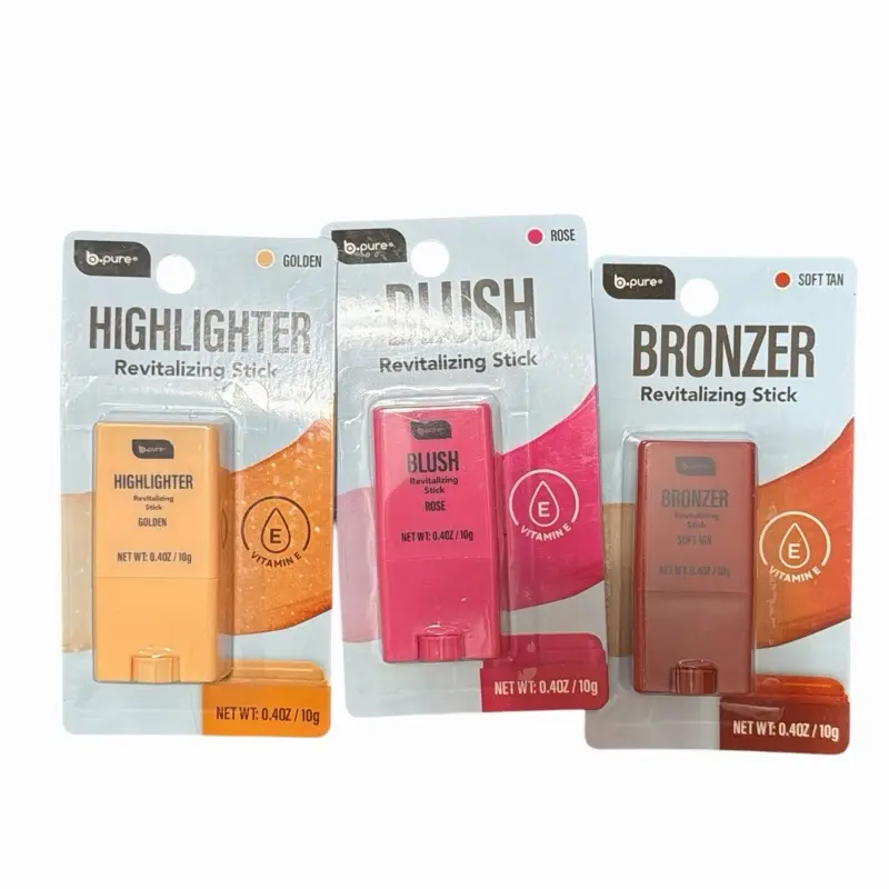 Highlighter,Bronzer,Blush B Pure Trio Set, makeup with vitamin E cosmetics