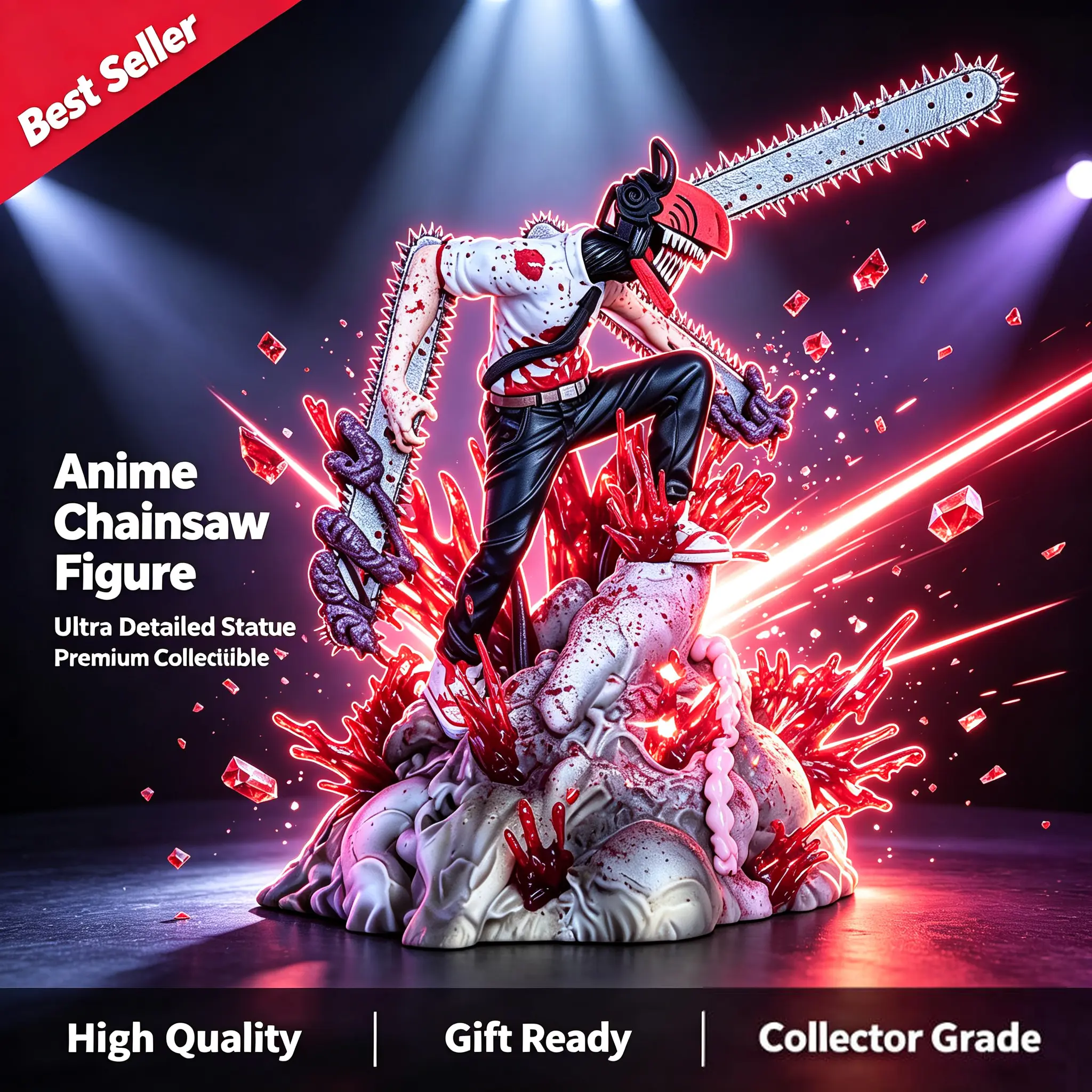 30cm Anime Chainsaw Warrior Statue PVC Figure Battle Scene Collectible Model Desk Display Ornament Gift for Anime Fans