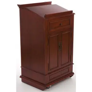 Podium for Floor, Cabinet, Drawer & Wheels, Ornate Hardware   Cherry 119745