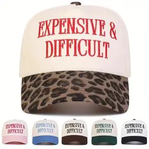 Summer Vintage Leopard Print Embroidered Baseball Cap Adjustable Y2K Street Trucker Hat Unisex