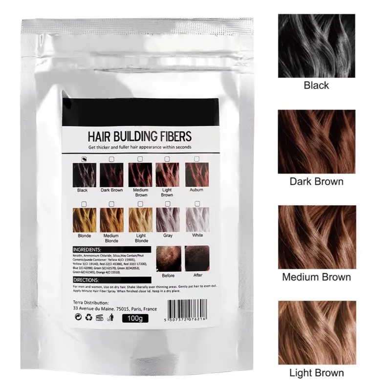 Keratin Hair Fibers 100g Hair Loss Concealer for Thinning Hair Refill - Natural Keratin, 4+ Colors, Wind, Rain & Sweat Resistant, 100g - Cosmetic