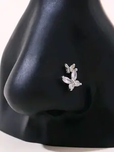 Silver Color Double Butterfly Nose Studs, 20G Minimalist Design, Perfect for Daily Wear, Ideal for Women's Piercing Decoration