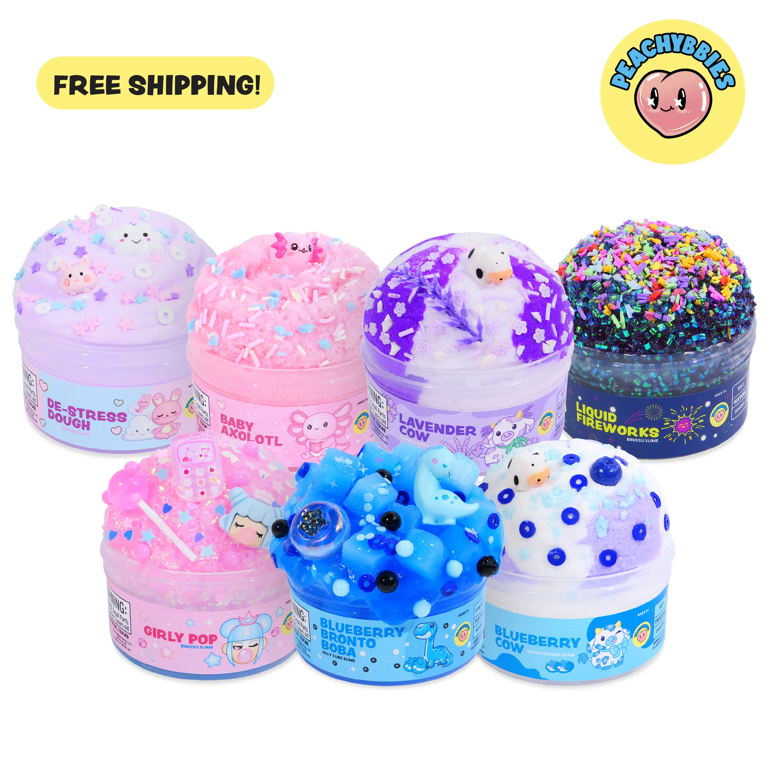 PEACHYBBIES: Choose Your Slime - Premium Scented, 4oz., ASMR, Stress Relief, Fidget Toy, Best-Selling Cloud, Cloud Dough, Bingsu, Butter Slimes