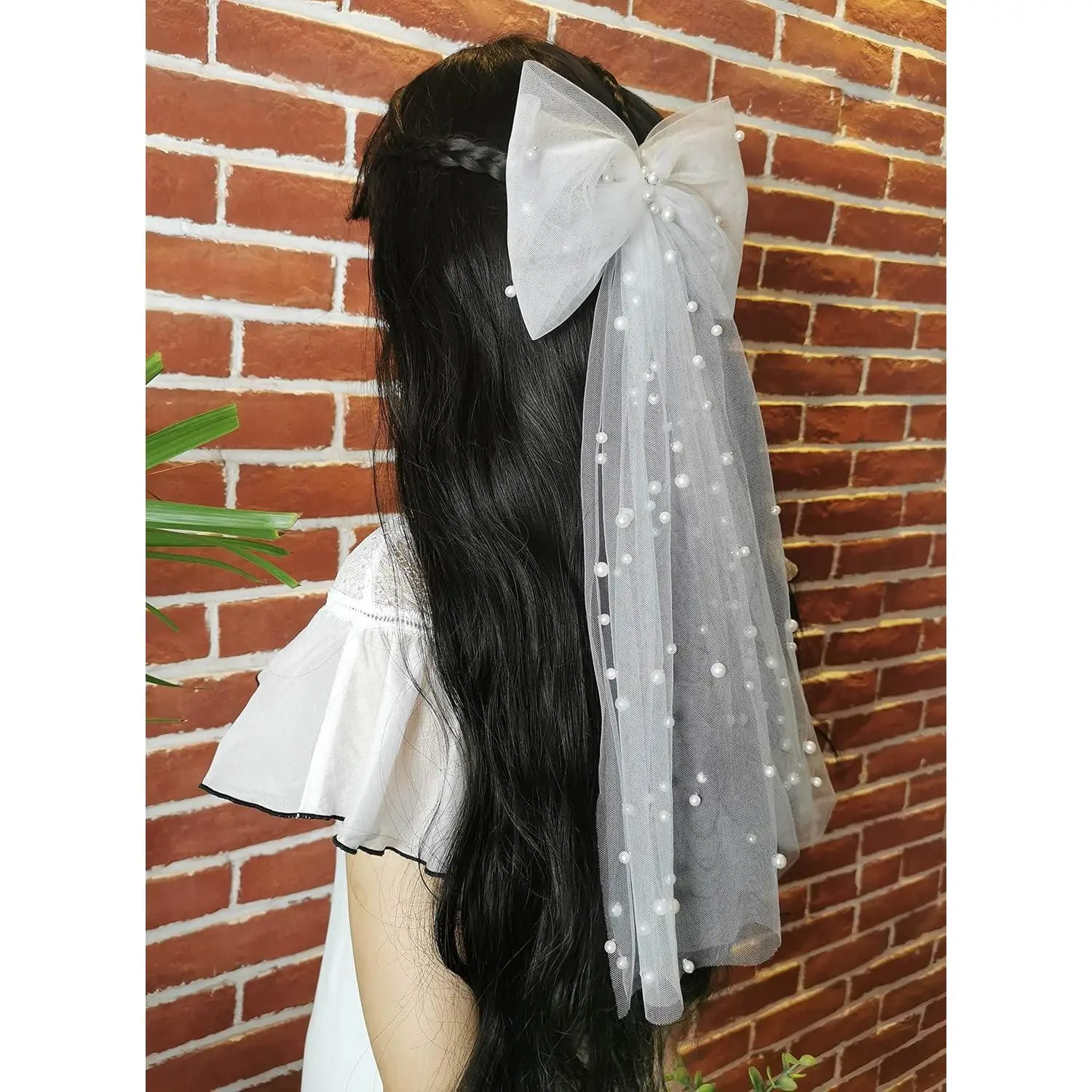 Bachelorette Decorations Bridal Hair Clip Bridesmaid Favors Bride to Be Bridal Shower Gift Bride Hair Pieces Headband Pearl White Bow Veil