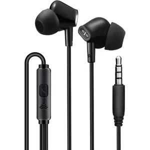 Wired Earbuds Headphones for School with Microphone, Noise Isolating, Stereo Bass, In-Ear Earphones – For Smartphones,Tablets,Schools,Ipads, Multiuse-3.5mm Plug in Audio Jack-Black