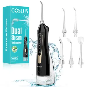 COSLUS CX20 All-New Upgraded Cordless Water Flosser  : 300ML Portable Oral Irrigator With 5 Jet Tips, Multi-Modes , Rechargeable IPX7 Waterproof Teeth Cleaner, Professional Oral Plaque Tartar & Tonsil Stones Remover for Braces Father's Day Gift