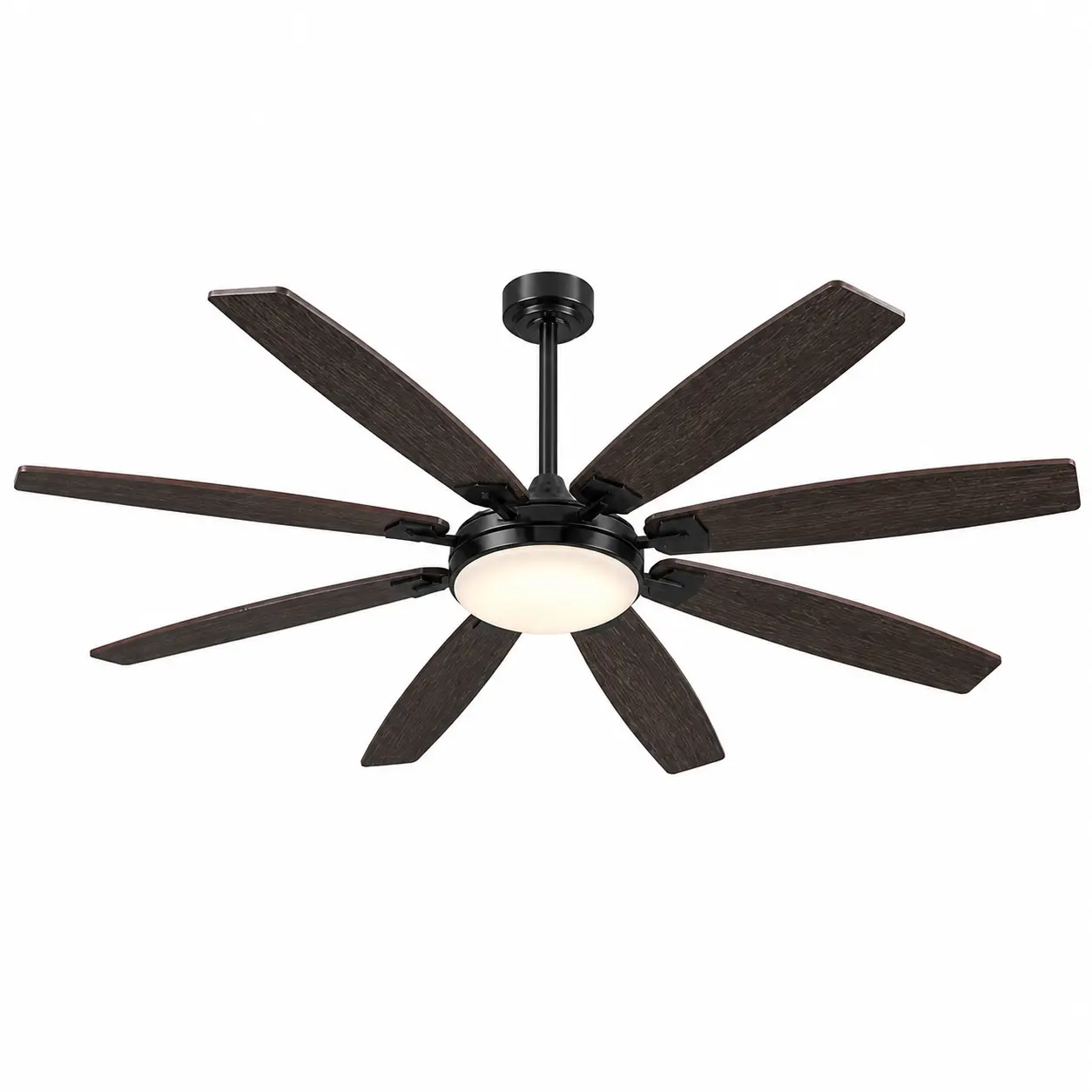 72-in Industrial Downrod Ceiling Fan with LED Light, 8 Dual-Sided Plywood Blades, Quiet DC Motor, Reversible, 6-Speed Wireless Remote Control, Extra Large Airflow for Garage, Commercial Space, Light Ceiling Fans