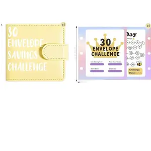 Drawelry Mini Money Saving Binder 30 Day Envelopes Challenge Yellow Portable Savings Book with Stickers for Budgeting Planner Christmas Birthday Gift