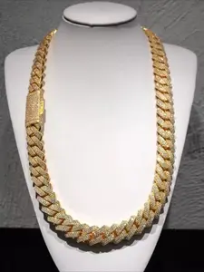 Pass Diamond Tester KIBO Jewelry Heavy Duty VVS1 D Color 20mm Full Flash Diamond Cuban Link Chain Bust Ice Necklace Hip Hop Jewelry