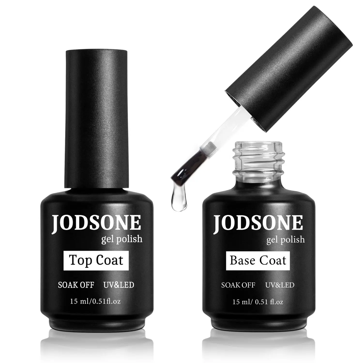 JODSONE 2-Bottle Gel Nail Polish Set - Gel Topcoat & Base Coat, Manicure Brush Included, Cosmetic for At-Home DIY Nail Salon, Girl Gift