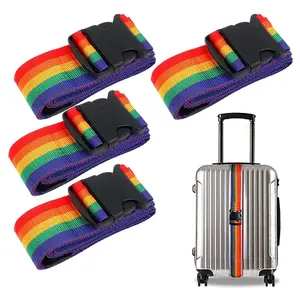 4Pcs Suitcase Adjustable Packing Strap, Luggage Strap with Buckle, Lockable to Prevent Accidental Opening, with Add-a-Bag Connector, Easy Identification Travel Packing Accessory, Colorful