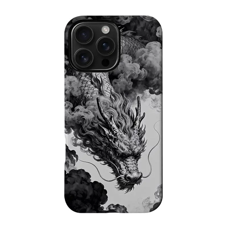 Patterned Chinese-Style Ink Art Dragon Cellphone Case - Protective Accessories with Camera Guard, Compatible with iPhone 17 Pro Max,16 Plus,15,14,13,12,11,Xs Max & Samsung Galaxy S26 Ultra,S25 Plus,S24 FE,S23 Devices