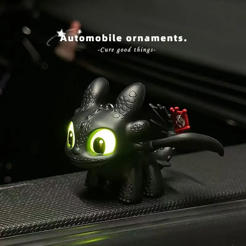 "Nighthawk" Luminous Mini Dragon Dynamic Car Decoration - Vibration-Activated Light-Up Eyes, Movable Wings, DIY Car Interior Accessory, Birthday Gift, Bag Charm, Keychain