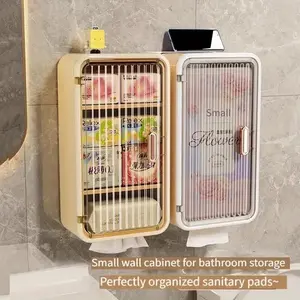 Wall-Mounted Acrylic Storage Box with Flip Cover, Large Capacity, No Drilling Required, Transparent Design, Bathroom Storage, Durable Plastic Organizers