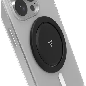 Ultra Thin Grip for MagSafe:  Hand Open, Stand, 10x Expandable, Space Grade Steel, Removable for  . Half The Thickness, Twice The Fidget - Black