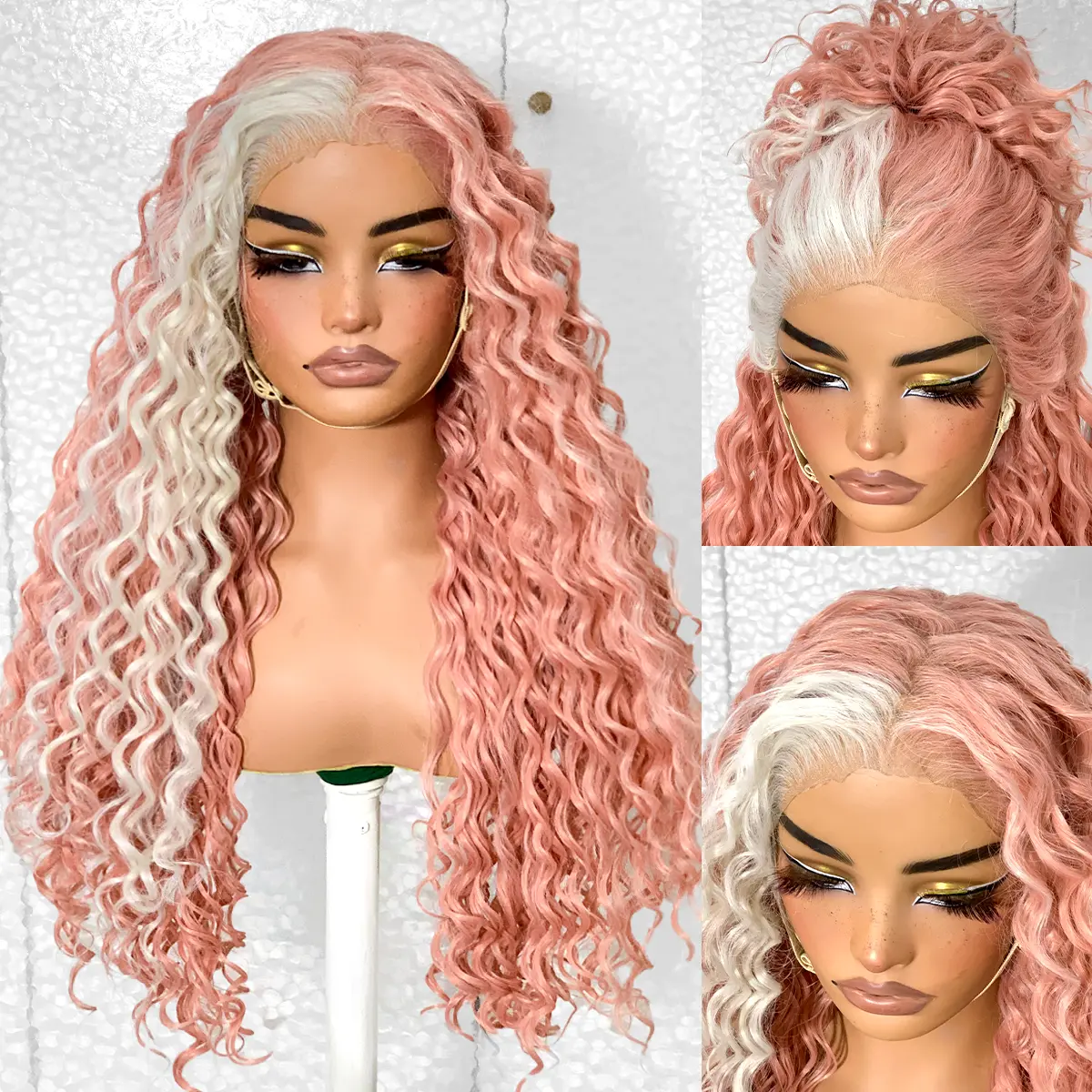 LOVSOUL 26Inch Curly Lace Front Wig for Black Women, 13x6 HD Glueless Curly Lace Front Wigs Pre-Plucked, 200 Density Synthetic Lace Frontal Wig, 26 inch Boho