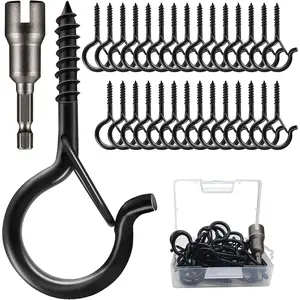 30 count Q-Hanger Screw Hooks with Safety Buckle Design, Christmas Lights Hanger Hooks, Easy to Release, Include 1 Wing Nut Driver