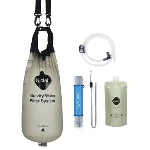 Gravity Water Filter System 2Gal Bag 0.1 Micron Filter Straw for Camping Survival Emergency Prep Gear
