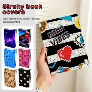 stretchy book covers, Elastic fabric book cover,Printed Fabric Planner Cover,Bookmark and book cover