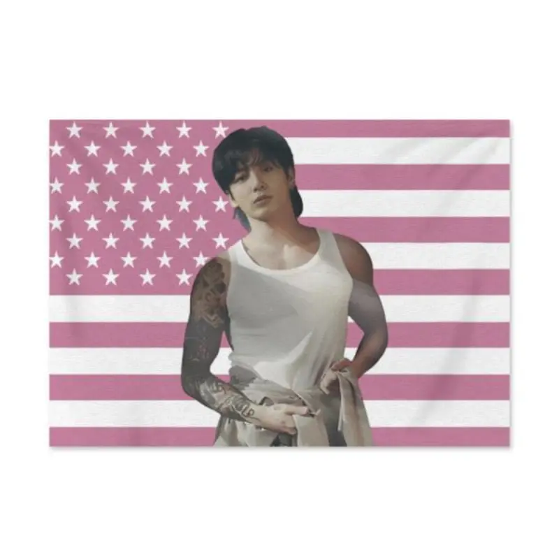 2026 New Jungkook Pink Americana Tapestry - Sturdy Double-Stitch, Fade-Resist Polyester Decorative Banner, 3x5 Ft/30*40In for Indoor Bedroom Dorm Room Decor