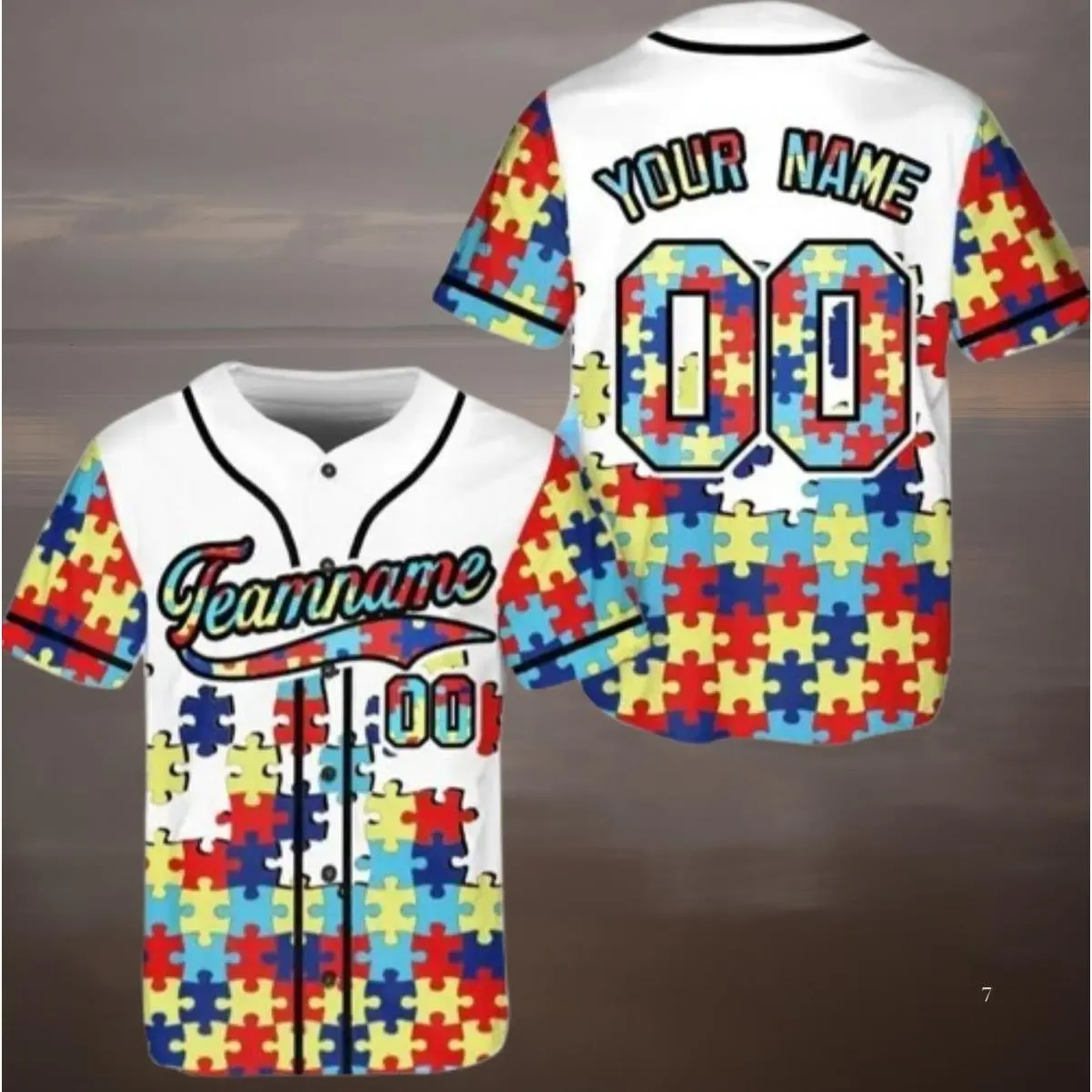 Personalized Autism Awareness Baseball Jersey, Custom Name and number Puzzle Autism Baseball Jersey, Autism Support Baseball