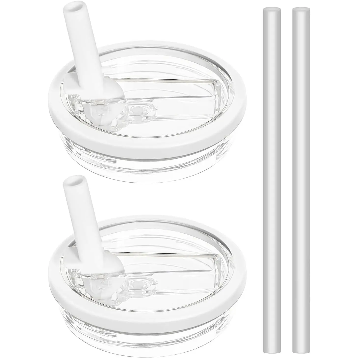 40 oz Tumbler Flip Straw Lid Replacement - Leak-Proof, Splash Resistant - 2 Pack (White)