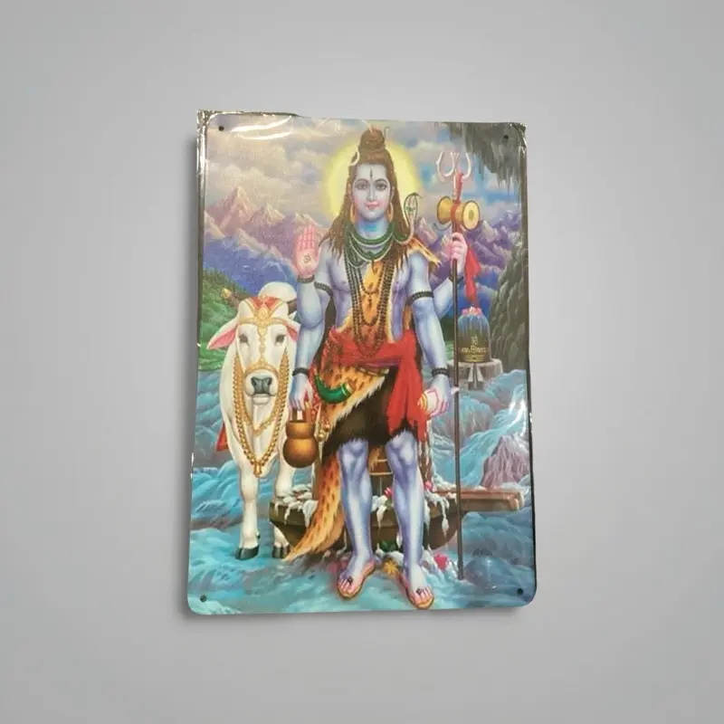 Shiva Wall Poster Metal Hindu Wall Decor with Detailed Artwork and Spiritual Elements for Home and Office