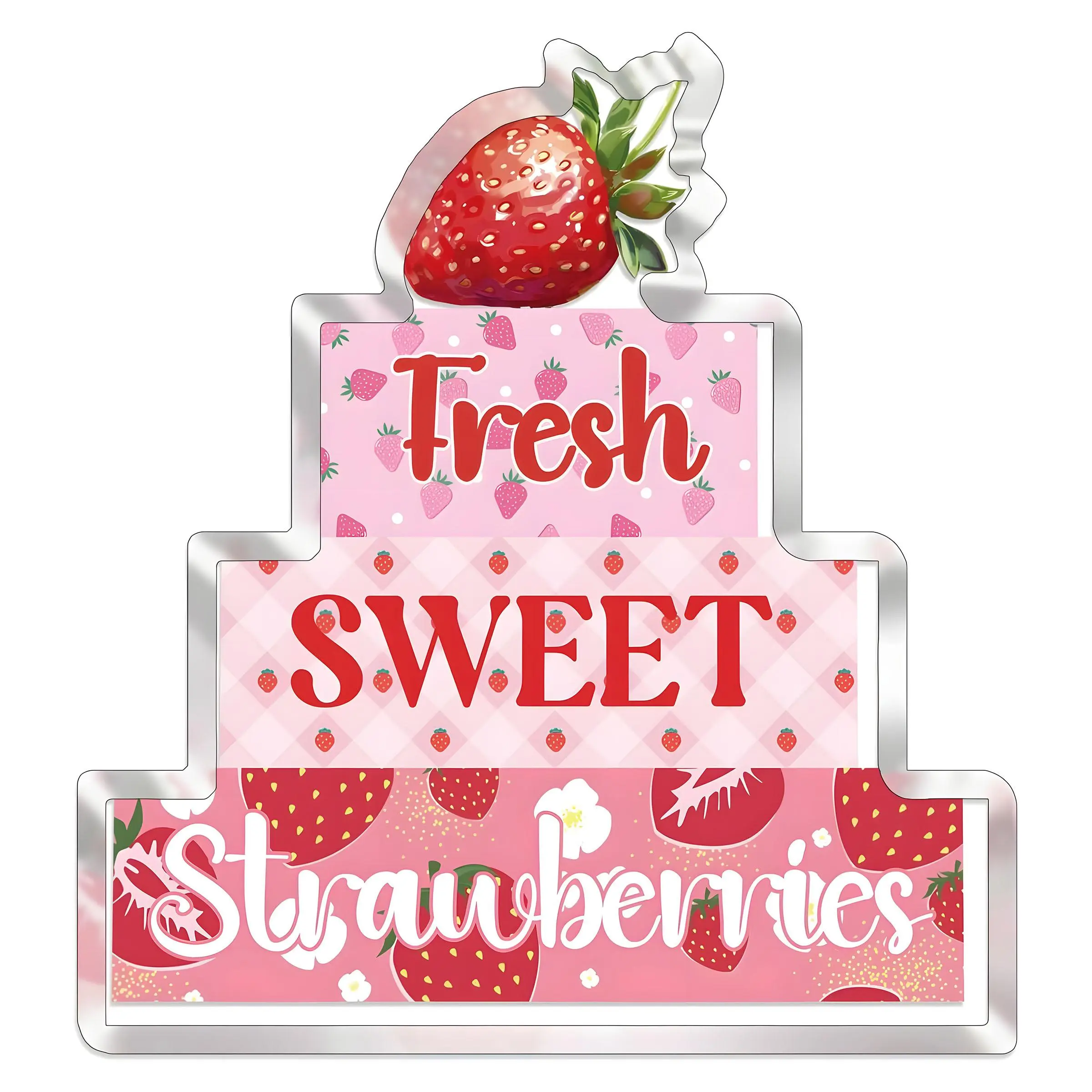 Acrylic Strawberry Decorative Sign for Desktop, Cute Home Decor, Home Decor Gifts, Perfect Summer Gift for Kitchen Bathroom & Home Office, Imitation Strawberry Decor Acrylic Plaque, Decoration