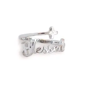 Always Blessed | Blessed Script Sterling Silver Ring | Christian Fashion | Rings For Women | Christian Jewelry For Women | Blessed | Count Your Blessings | Christian Gifts | Jewelry For Women | Unique Christian Jewelry | One Size Fits All