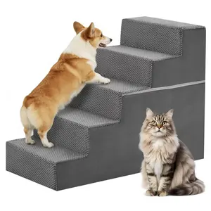 Foldable Dog Stairs for Small and Medium Dogs, 3-Step Pet Steps with High-Density Foam, 2-in-1 Dog Bed Stairs for Couch and Sofa, Indoor Non-Slip Pet Ramp for Puppy Senior Dogs Cats, Removable Washable Cover, Multiple Sizes