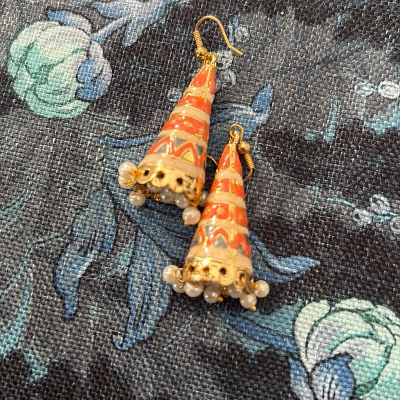 Indian Hand-Painted Meenakari Jhumka Earrings