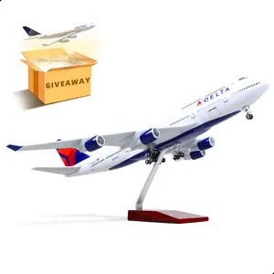 Delta Airlines Boeing 747 1/160 Diecast Airplane Model with Stand, Large Thanksgiving Gifts Model for Aviation Enthusiasts