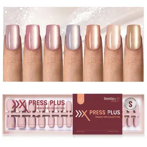 Beetles X Press Plus Cat Eye Nails Tips- 7 Colors Press On Nails | 16 Sizes 224 Pcs Natural Salon Quality Art DIY Gifts For Women Tips Only