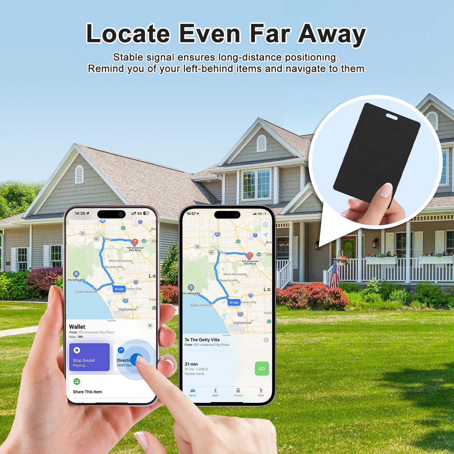 Security GPS Tracker Smart Card Tracker, Works with Apple Find My (iOS Only), Android Not Supported, Wireless Rechargeable Wallet Tracker Card, Global Location, Anti-Lost Item Locator for Wallets, Luggage, Bags