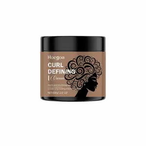 HOEGOA Curl Defining Cream, curl africano,Softens & Defines Curls, Hyaluronic Acid & Sweet Almond Oil, Reduces Frizz, Lightweight Non-Greasy Shine, Natural Radiant Hold for All Hair Types