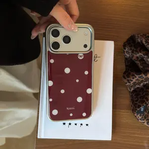 Elegant Wine Polka Dot Bow Case for Apple Iphones, Durable Protective Cover Compatible with Multiple Models, Stylish Phone Accessory