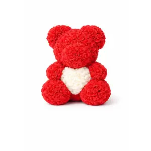 Flower Rose Teddy Bear Handcrafted Premium Artificial Roses Perfect Valentine's Day Gift Romantic Keepsake
