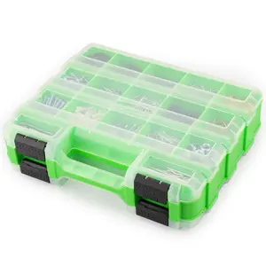 Small Parts Organizer, 34-Compartments Double Side parts organizer with Removable Dividers, Double Side Tools Box Screw Organizer For Nuts, Bolts, Screws, Nails, Small Hardware tool bag tool gift
