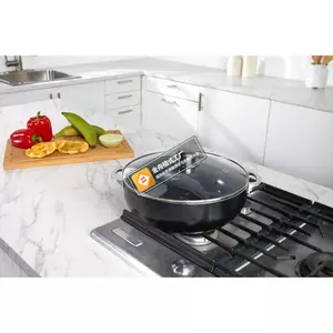 IMUSA 4.4qt Caldero with Dual Speckled Ceramic Set Black: Aluminum Cookware, Hand Wash, Electric & Gas Compatible