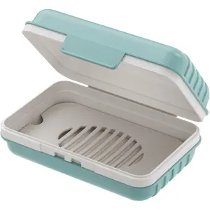 Bar Soap Holder Dish 1 Pack for Shower, Travel Soap Case with Lid for Gym, Camping Essentials, Hiking, Travel Size Toiletries, Portable, Leakproof, Blue