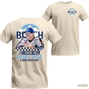 Raise Hell Praise Dale & Busch Light 2-Sided T-Shirt, Dale Earnhardt Shirt, Beer Lovers Gift for Supercar Lovers, Classic Casual Cotton Top