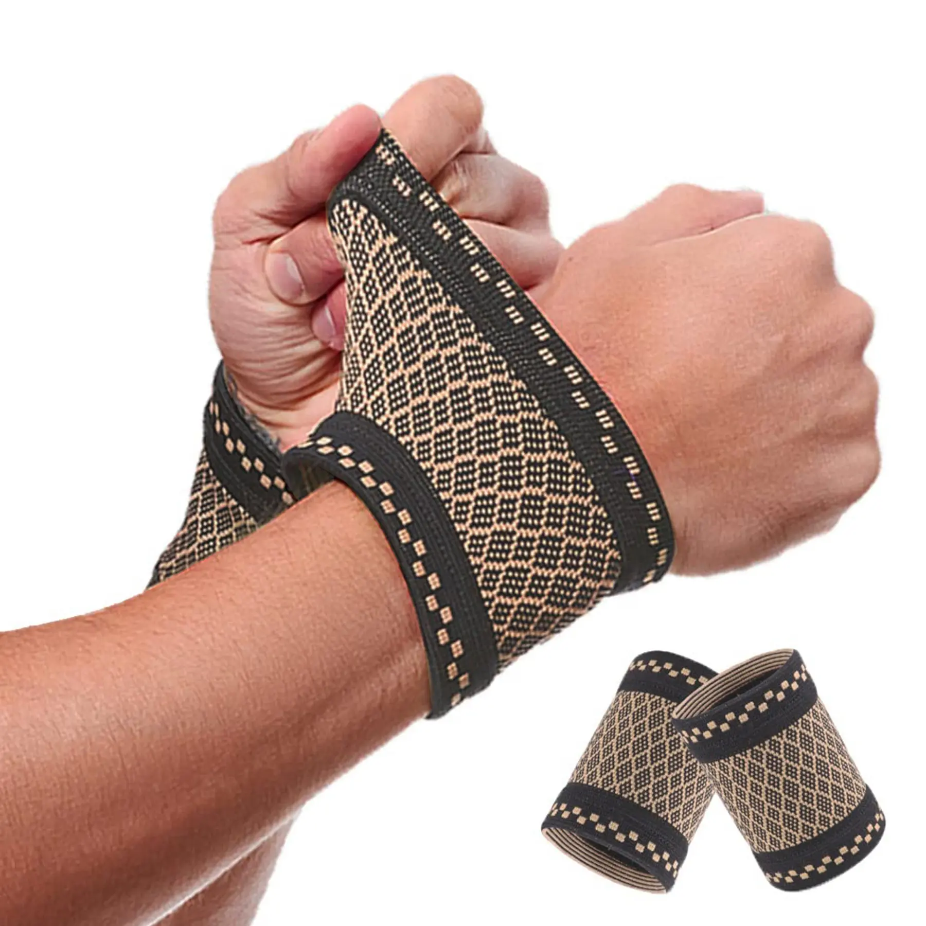 Copper Wrist Compression Brace (2Pcs), Flexible Wrist Joint Support for Gym, Workout & Active Lifestyle - Breathable Wrist Wrap for Comfort & Stability