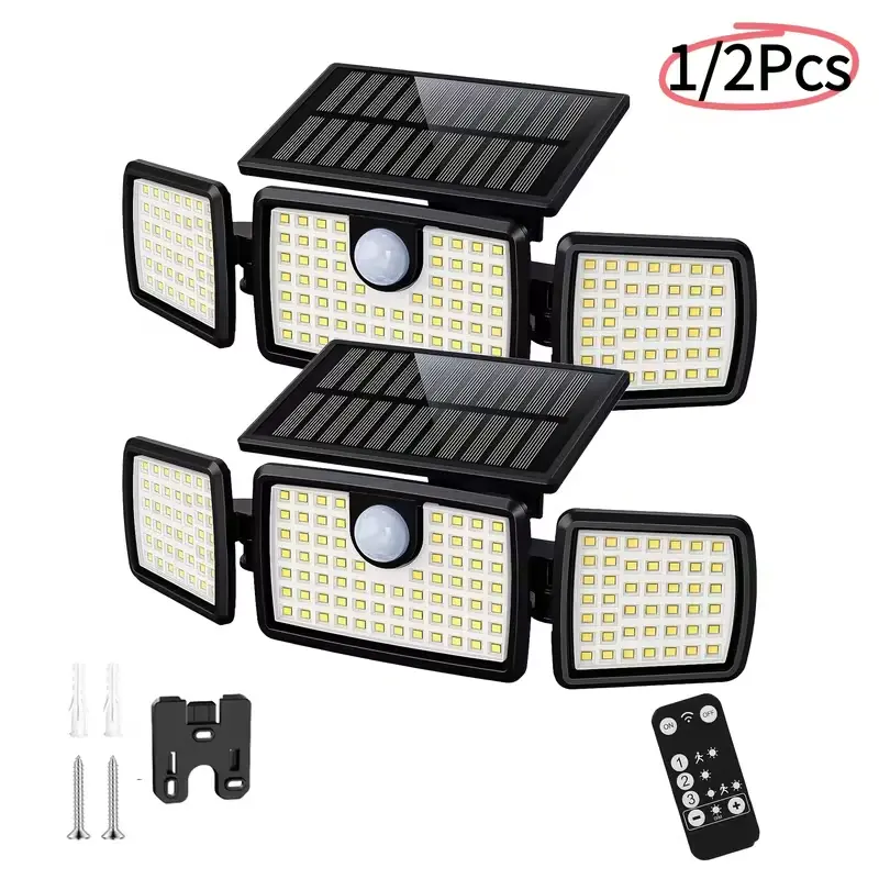 2 Pack Solar Security Lights With PIR Motion Sensor 270° Wide Illumination Waterproof Outdoor Wall Lamp For Home Exterior